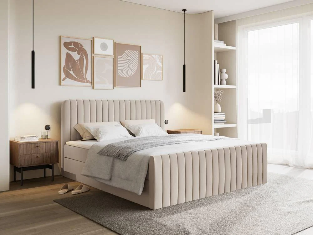 Boxspring Adrien chenille met opbergruimte 200x200