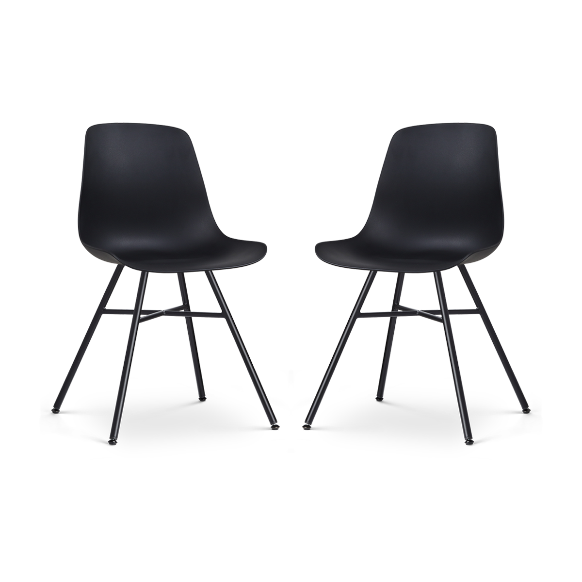 Nolon Noa-Pip Eetkamerstoelen Set van 2 - Zwart - Zwarte Poten