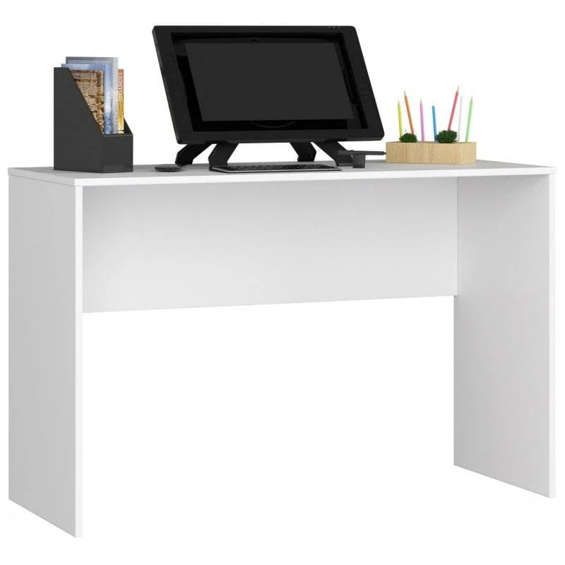 Proste biurko do pokoju, biura, STOR, 120x50x79 cm, biel, mat | TYLETEGOTU