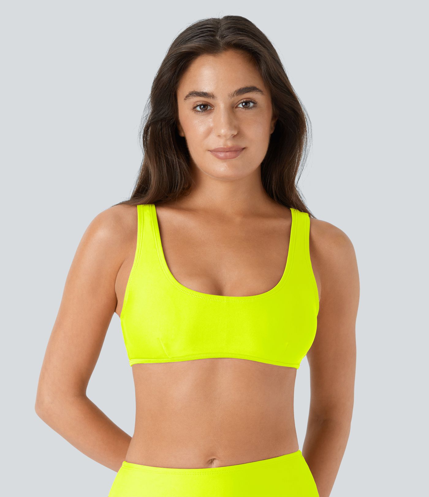 Top Maillot de Bain Bikini Uni Encolure en U