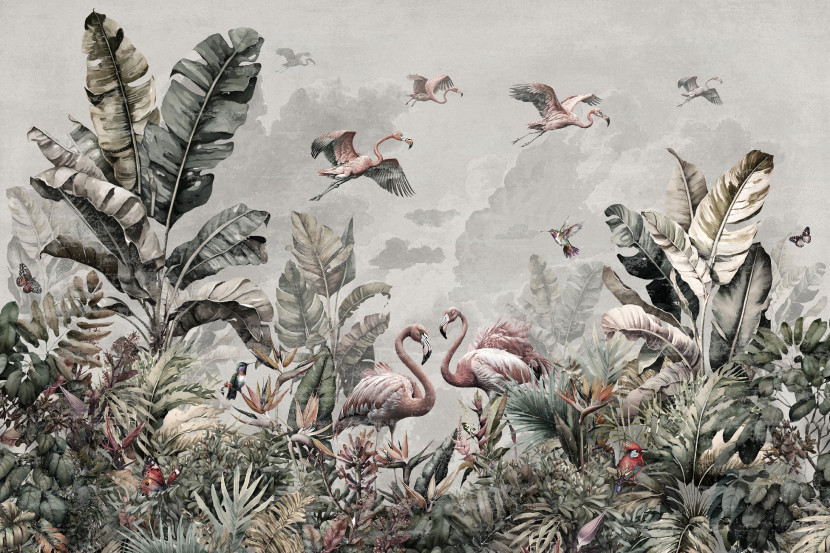 Fototapeta Do Sypialni Dżungla Pełna Flamingów 90x60cm