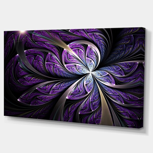 Glittering Purple Fractal Flower - Large Floral Canvas Art Print