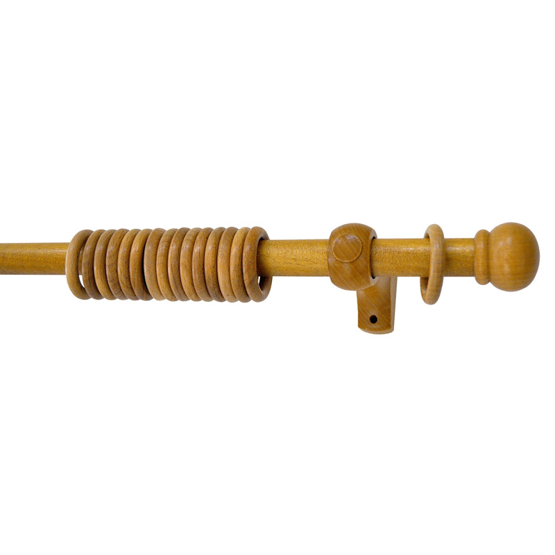 Kit tringlerie en bois Ø 20 mm avec embout Anglais et anneaux hêtre 1,80 m MOBOIS