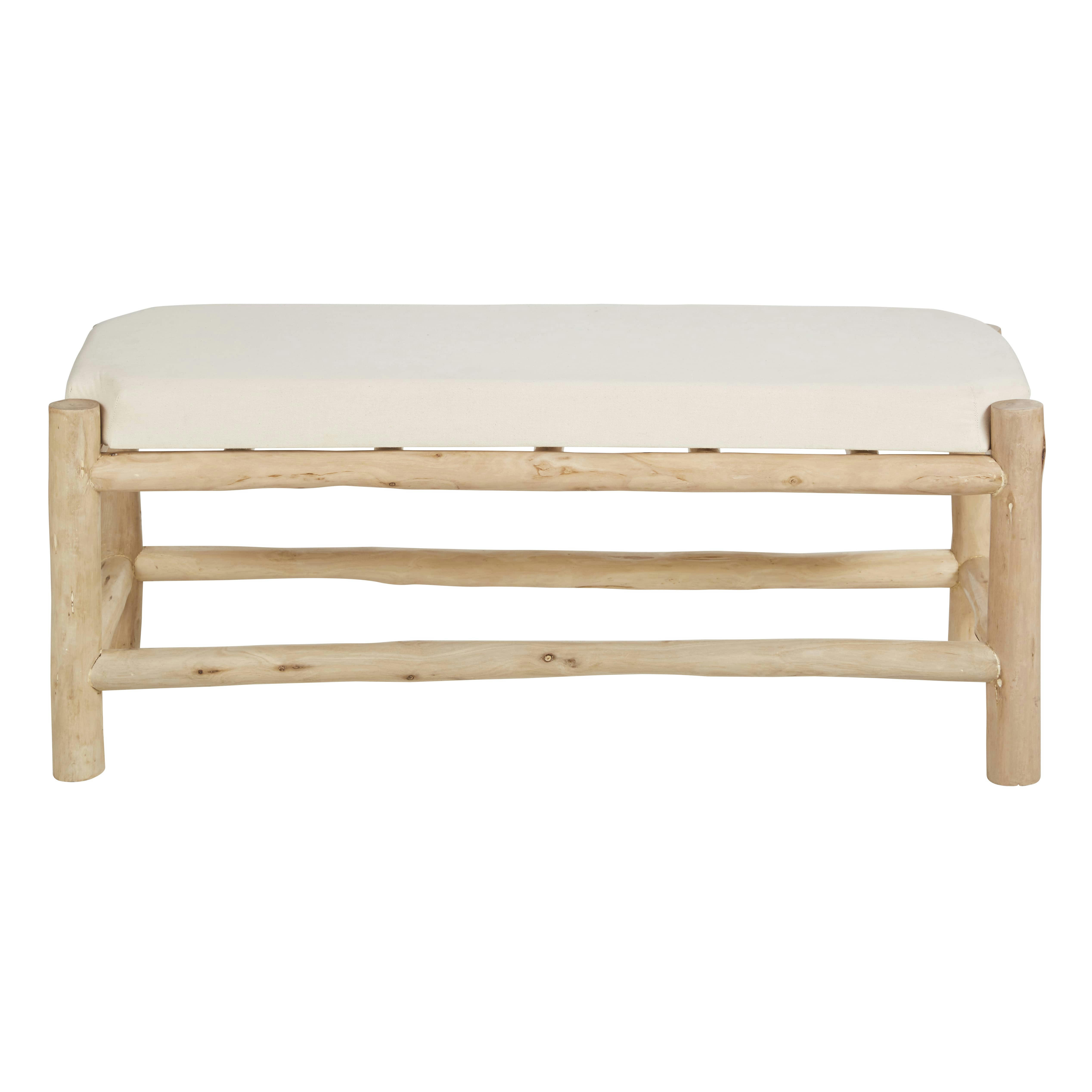 MELILLA - Banc en bois d'eucalyptus et coton blanc