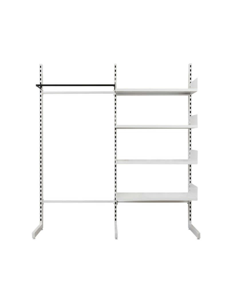 MOK - Mobilier de rangement autoportant métal 4 tablettes 1 barre penderie