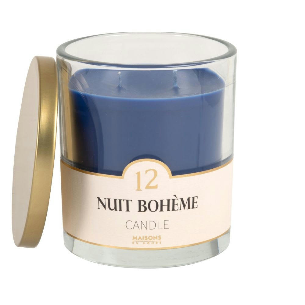 COLORAMA - Bougie parfumée bleue en verre H11, 400g