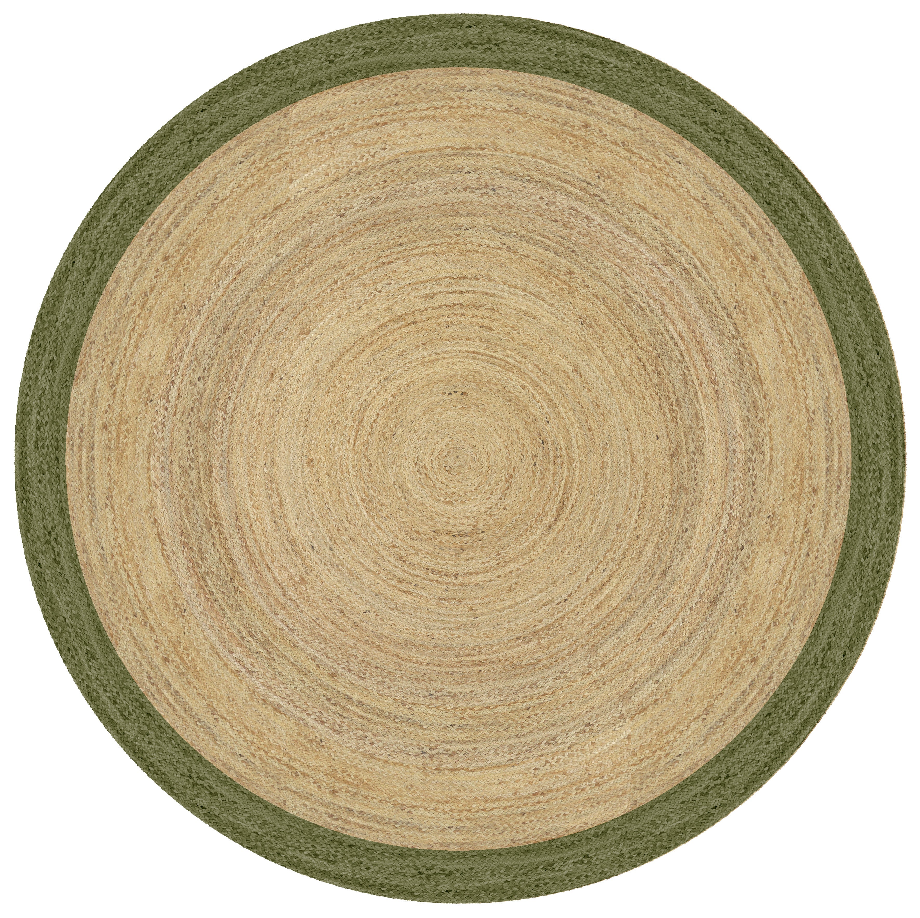 Mrcarpet jute vloerkleed - naturel/groen - Ø 240 cm