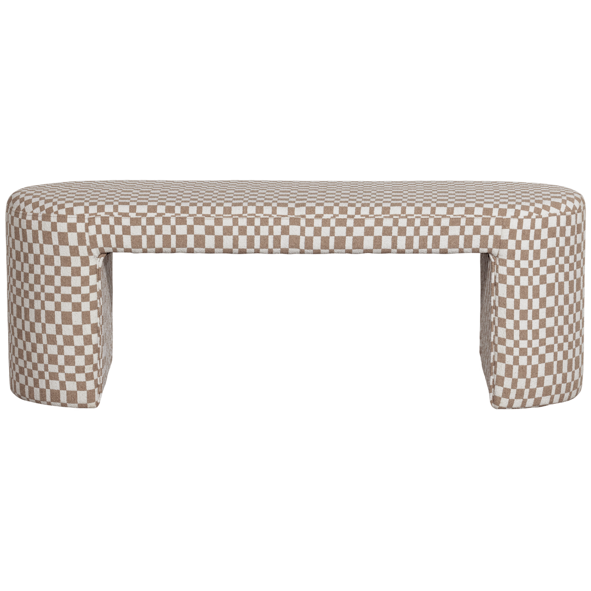 WOOOD bankje Jacob - Polyester - Geruit - Zand - 46x130x46