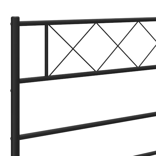 NNEVL Metal Bed Frame with Headboard Black 107x203 cm