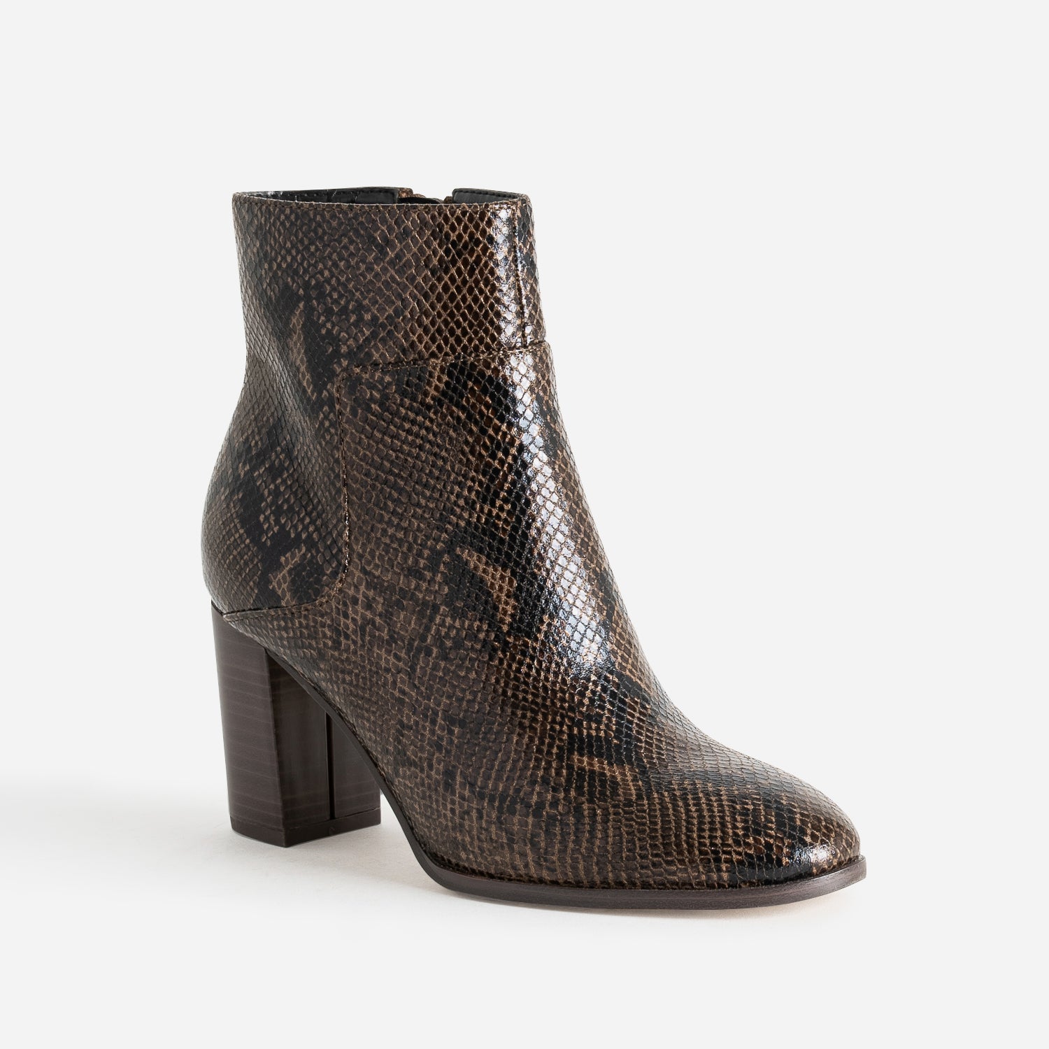 Boots marron imprimé effet python