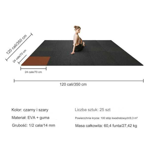 Mata do ćwiczeń 60x60cm 25szt EVA pianka łączone wodoodporne garaż siłownia