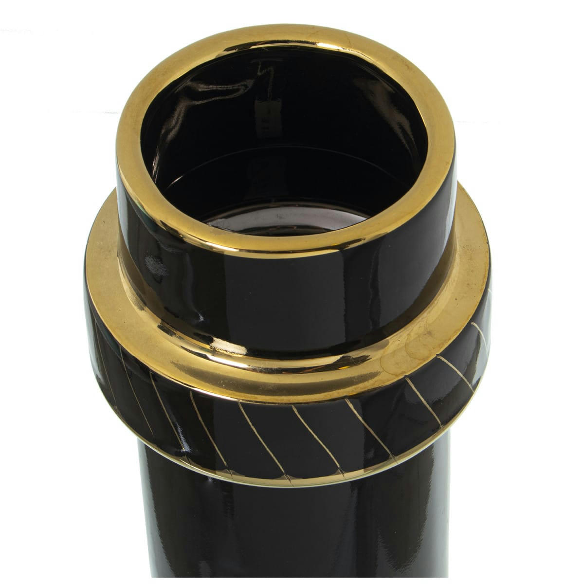 - Vase déco en céramique noir et doré 11x11x25cm