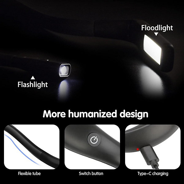BASHLWUA Lampe de lecture de cou rechargeable Lampe de cou adaptée à la lecture au lit 3 couleurs pour protéger les yeux, luminosi