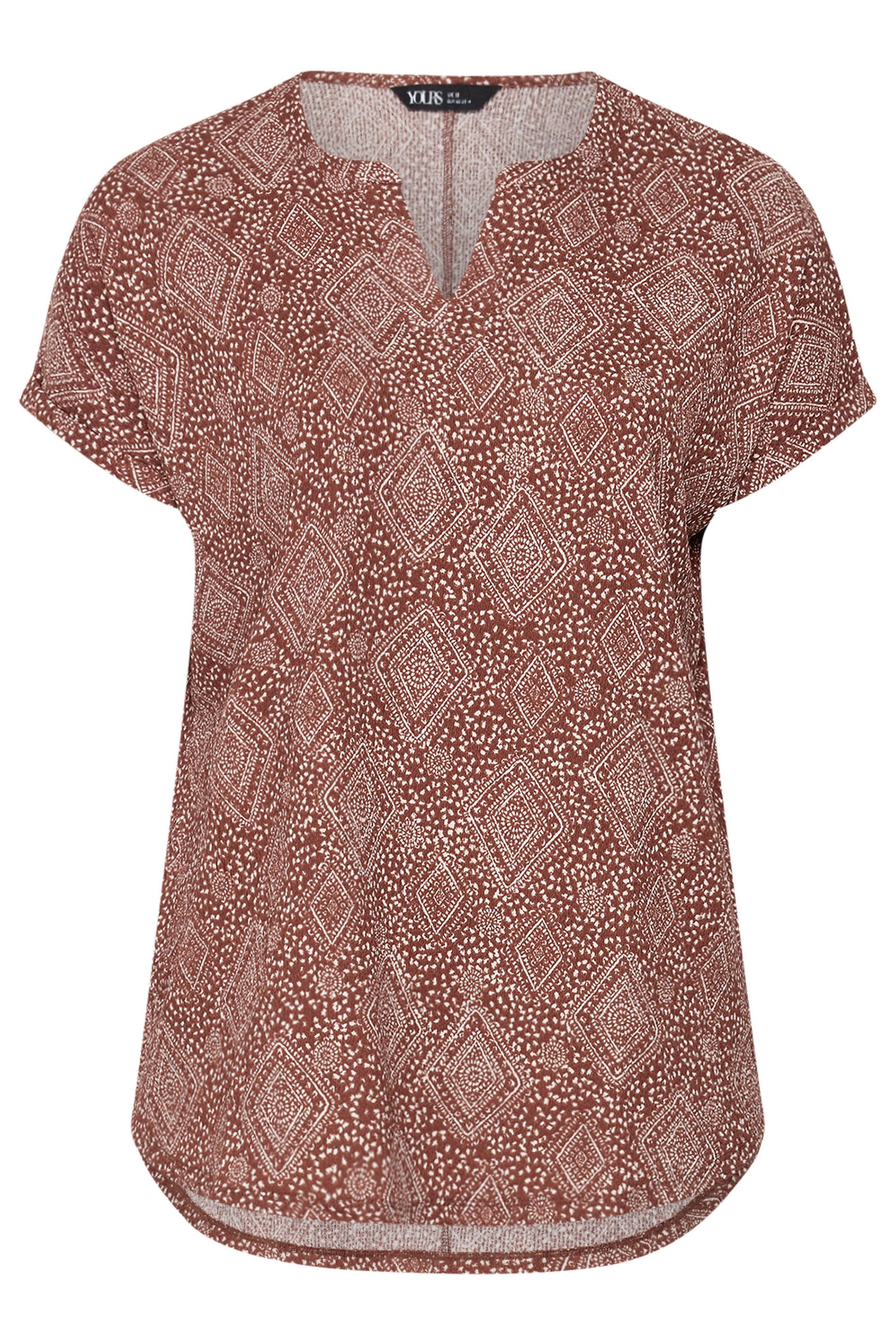 Yours Diamond Print Notch Neck Top