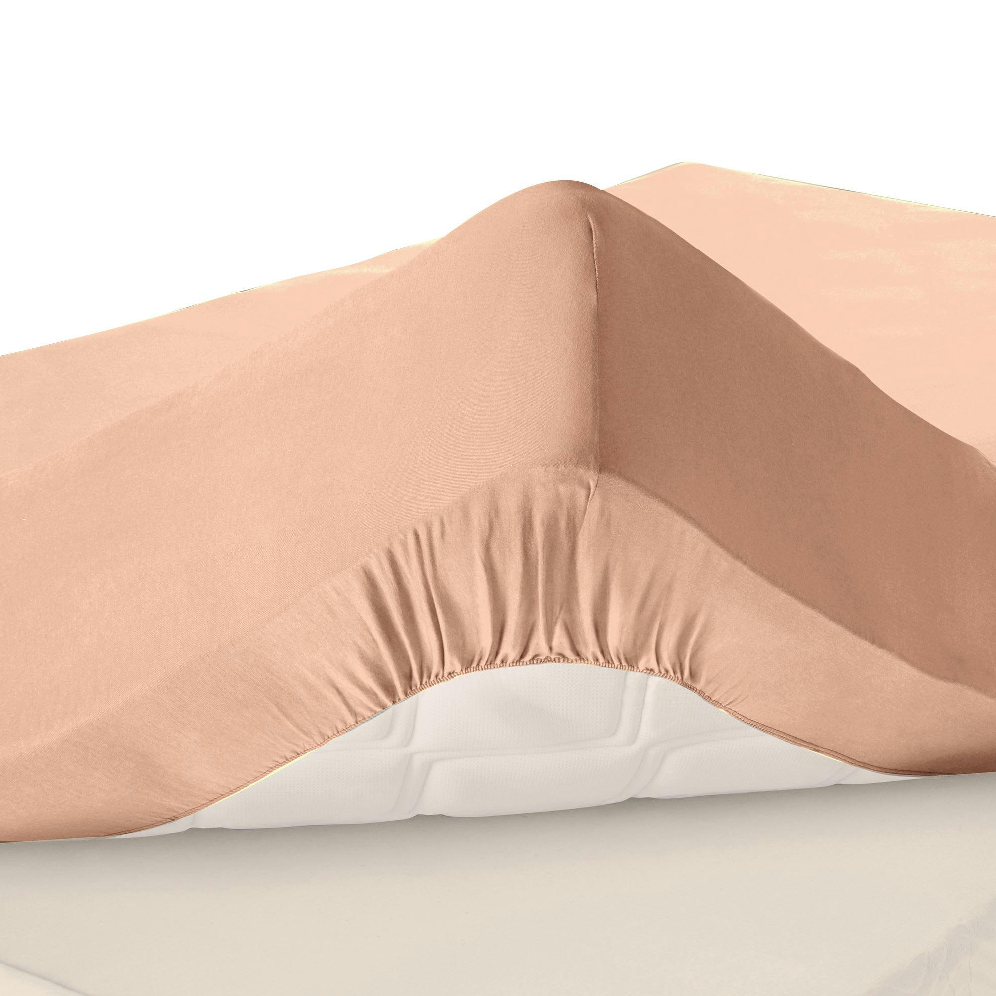 PERCALE - Drap-housse grand bonnet 160x200x32 rose nude en coton