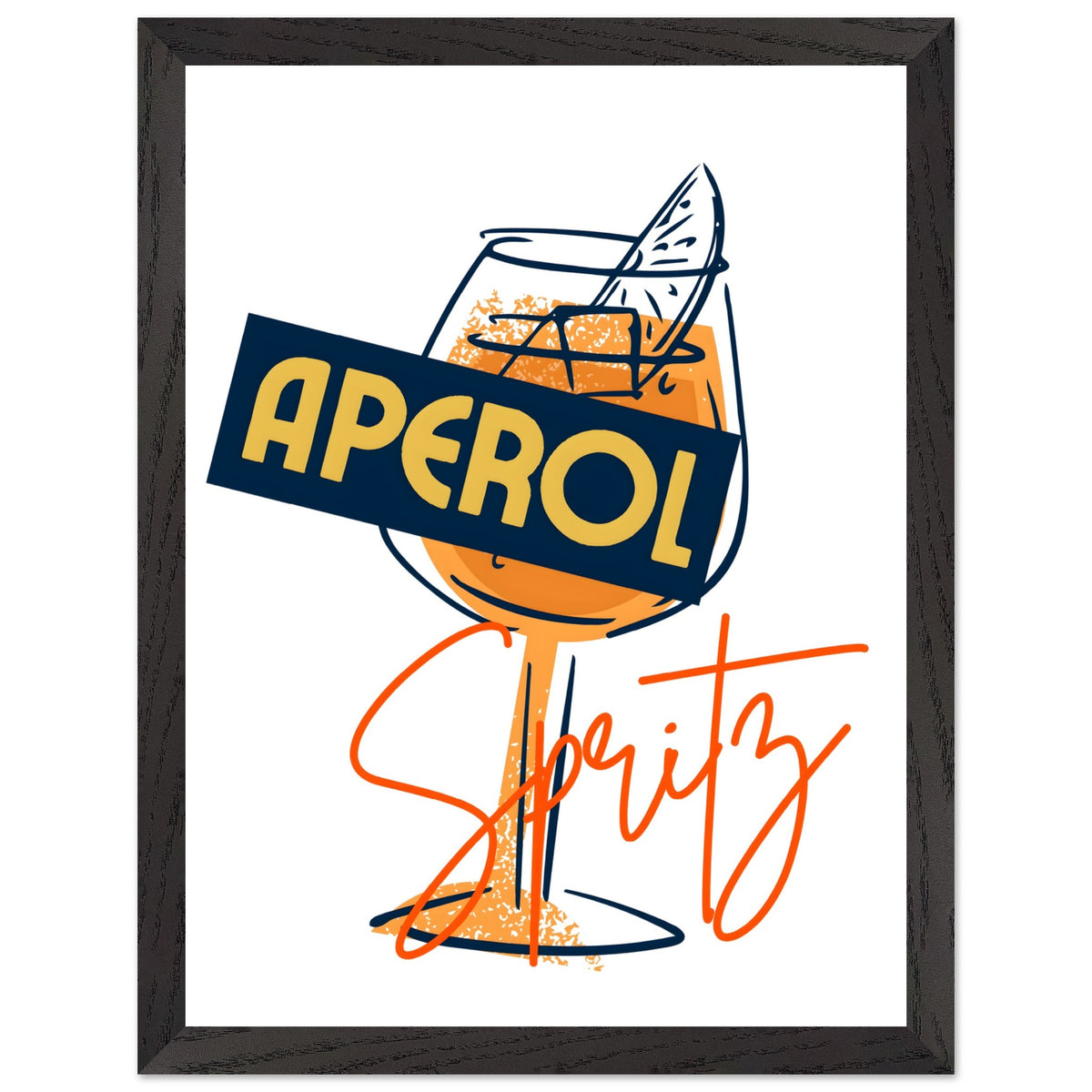 Artfulprints Poster met Lijst Aperol Spritz - Sketch  - 30x40 cm - Oranje