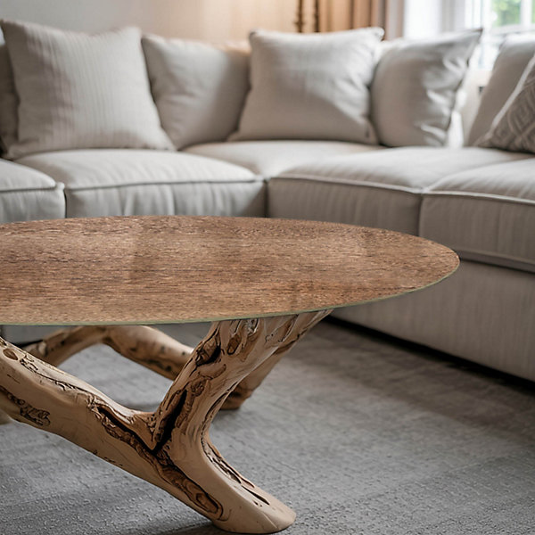 Dessus de table en verre trempé Wallfluent fi50 cm Motif naturel du bois