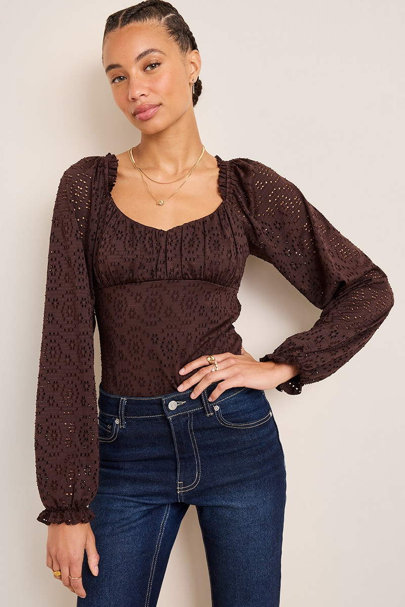 Alissa Tie Back Eyelet Bodysuit