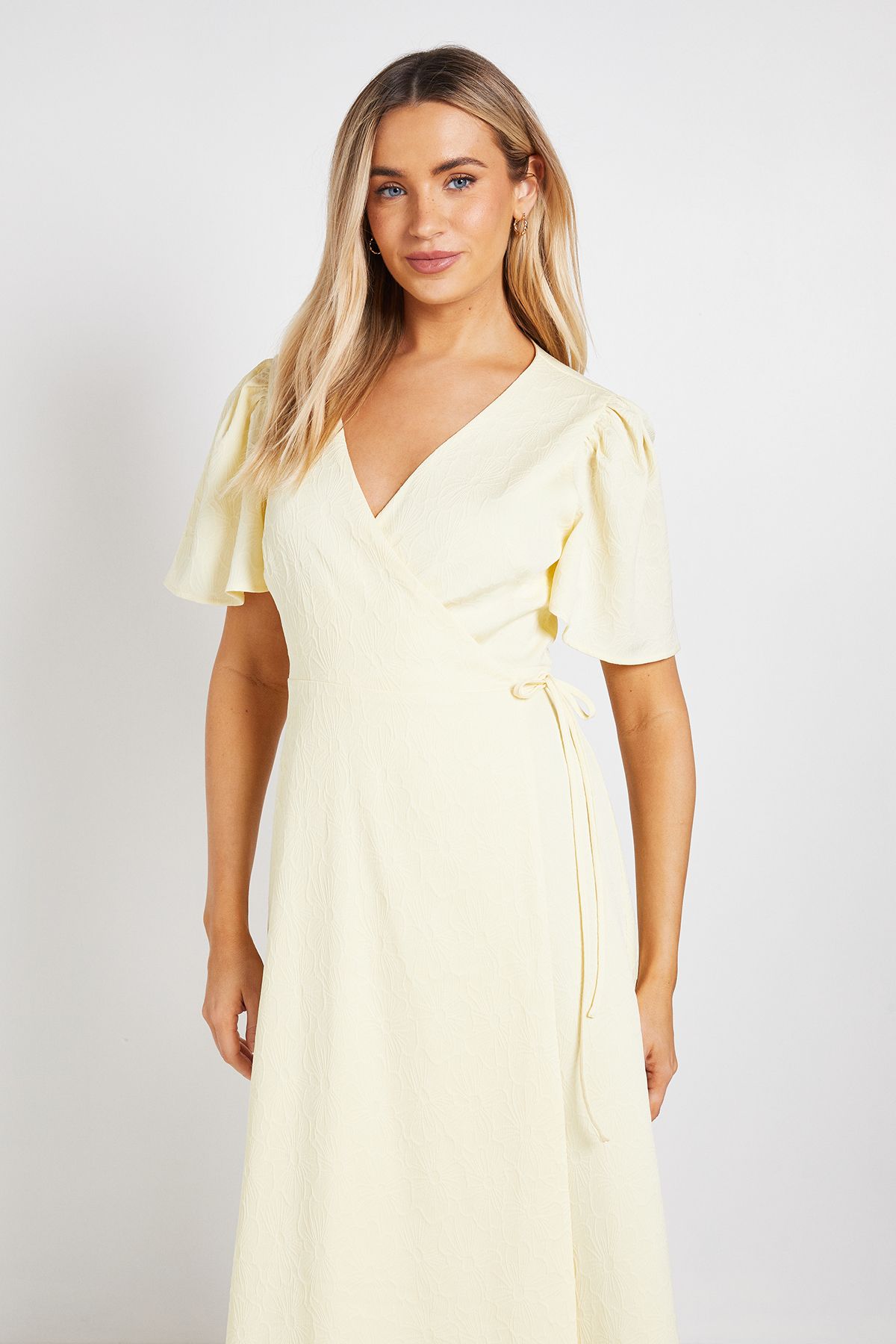 Dorothy Perkins Flutter Sleeve Wrap Midi Dress