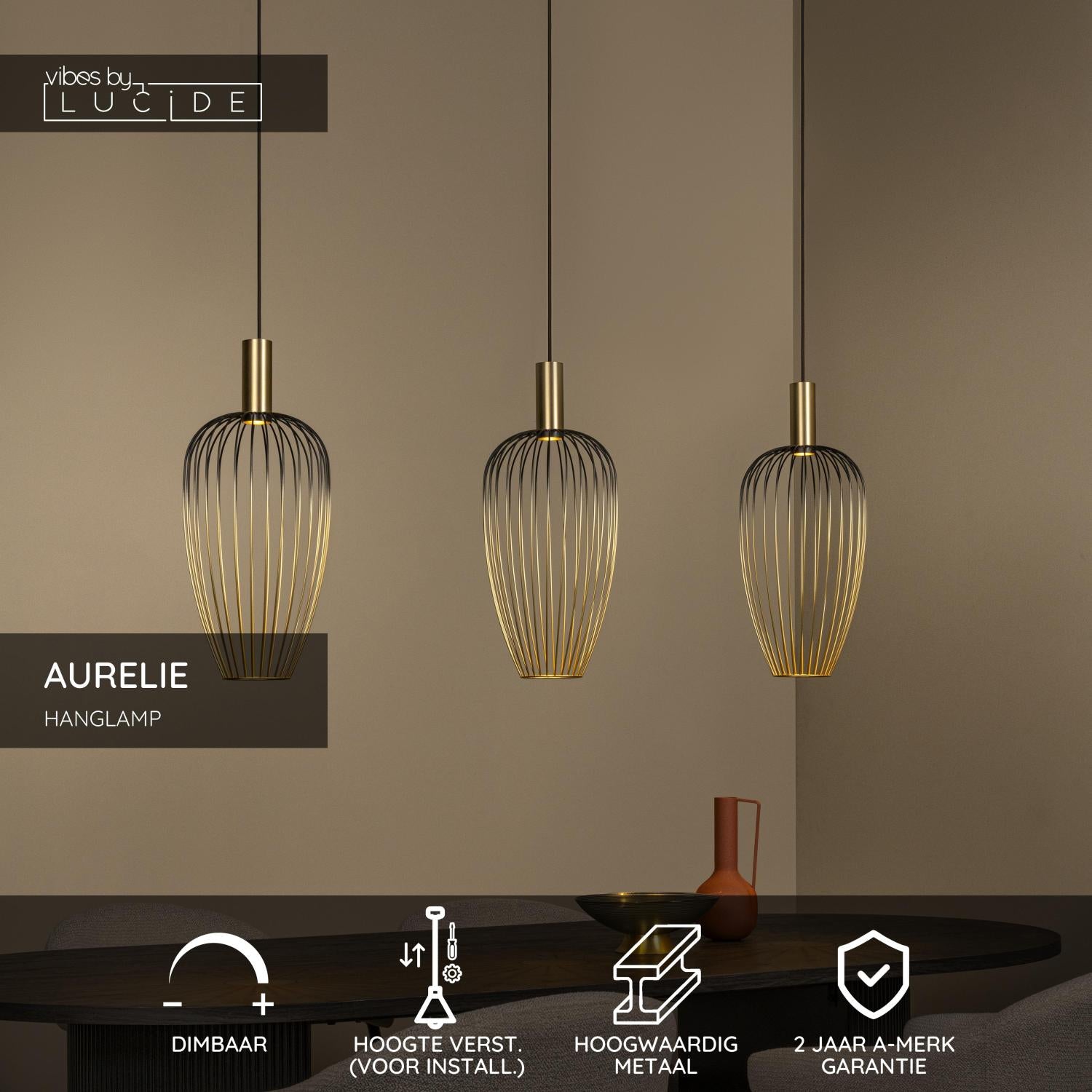 Lucide AURELIE Hanglamp - Goud