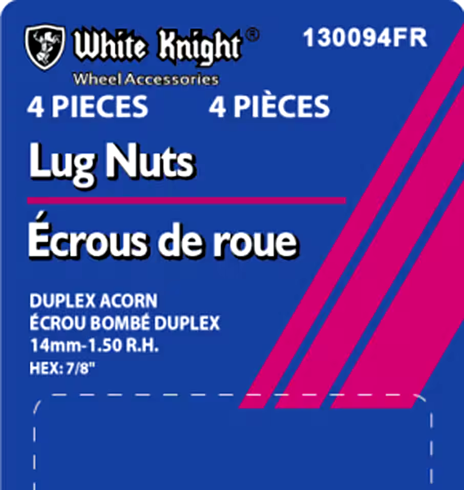 White Knight 130094FR Duplex Acorn Lug Nuts, Chrome, 4-pk