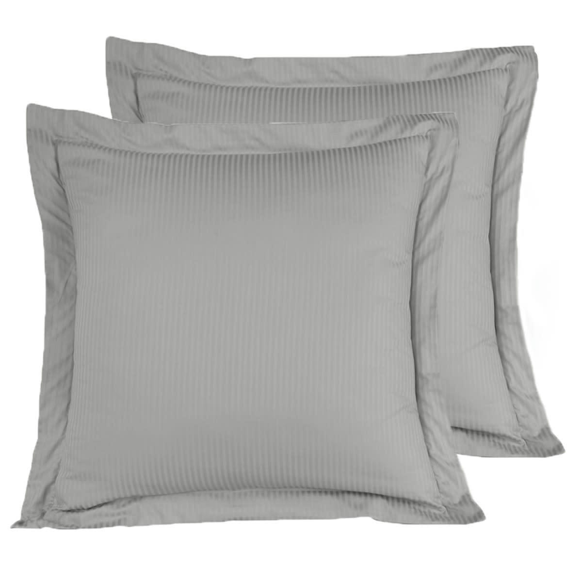 VERSAILLES - 2 taies d'oreiller rayées en satin de coton Gris Acier 65x65 cm