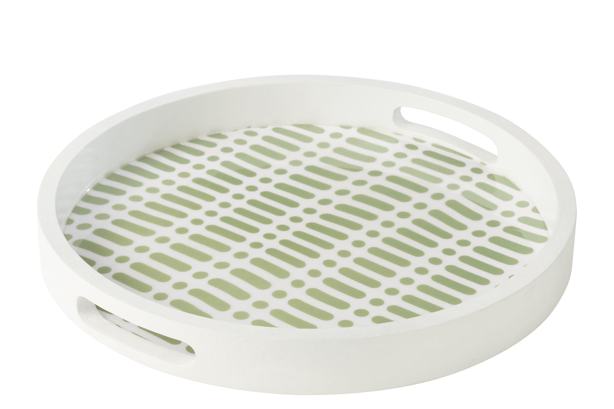 J-Line plateau Rond met Handvaten - hout - geel/naturel