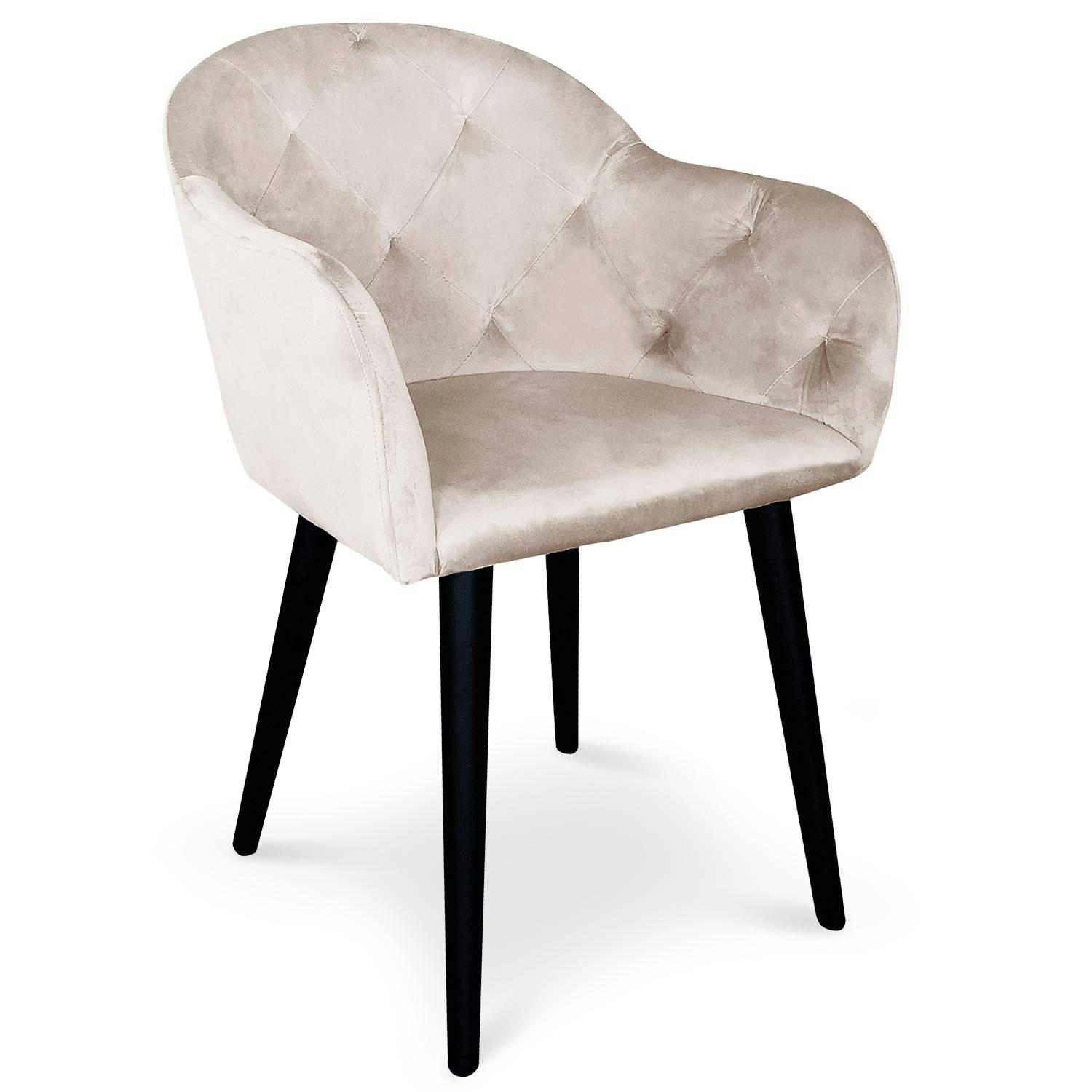 HONORINE - Fauteuil velours beige