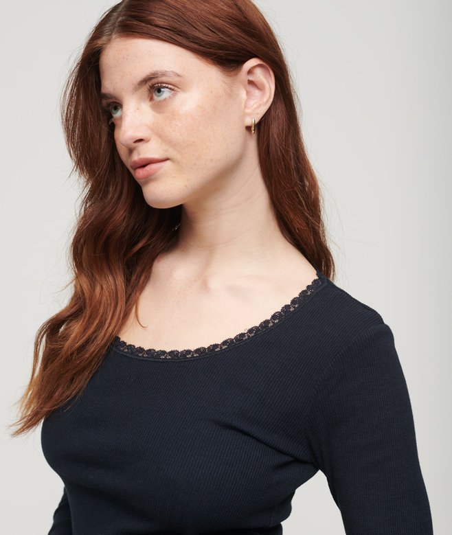 Essential Long Sleeve Rib Lace Top