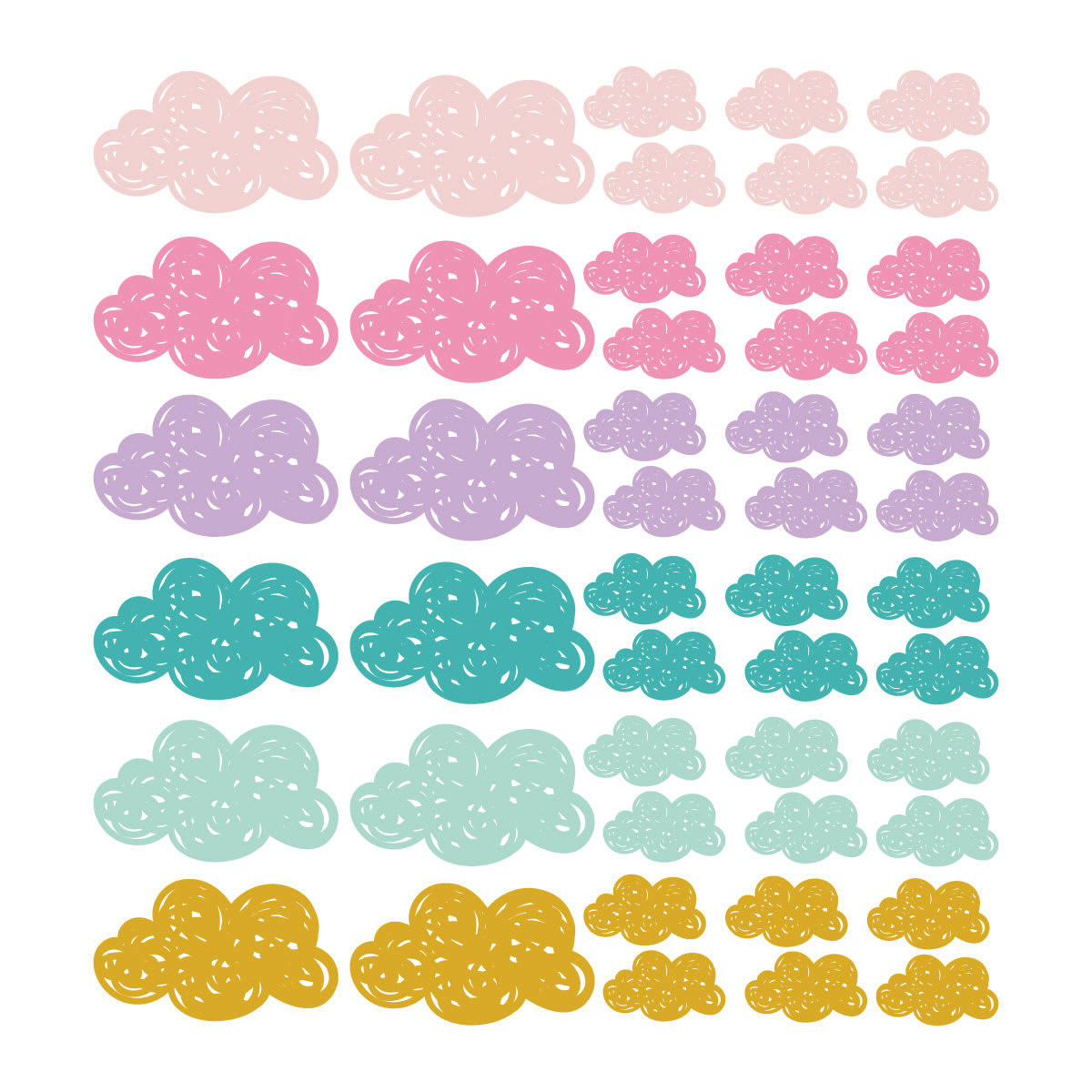 CLOUDS - Stickers muraux en vinyle petits nuages multicolor