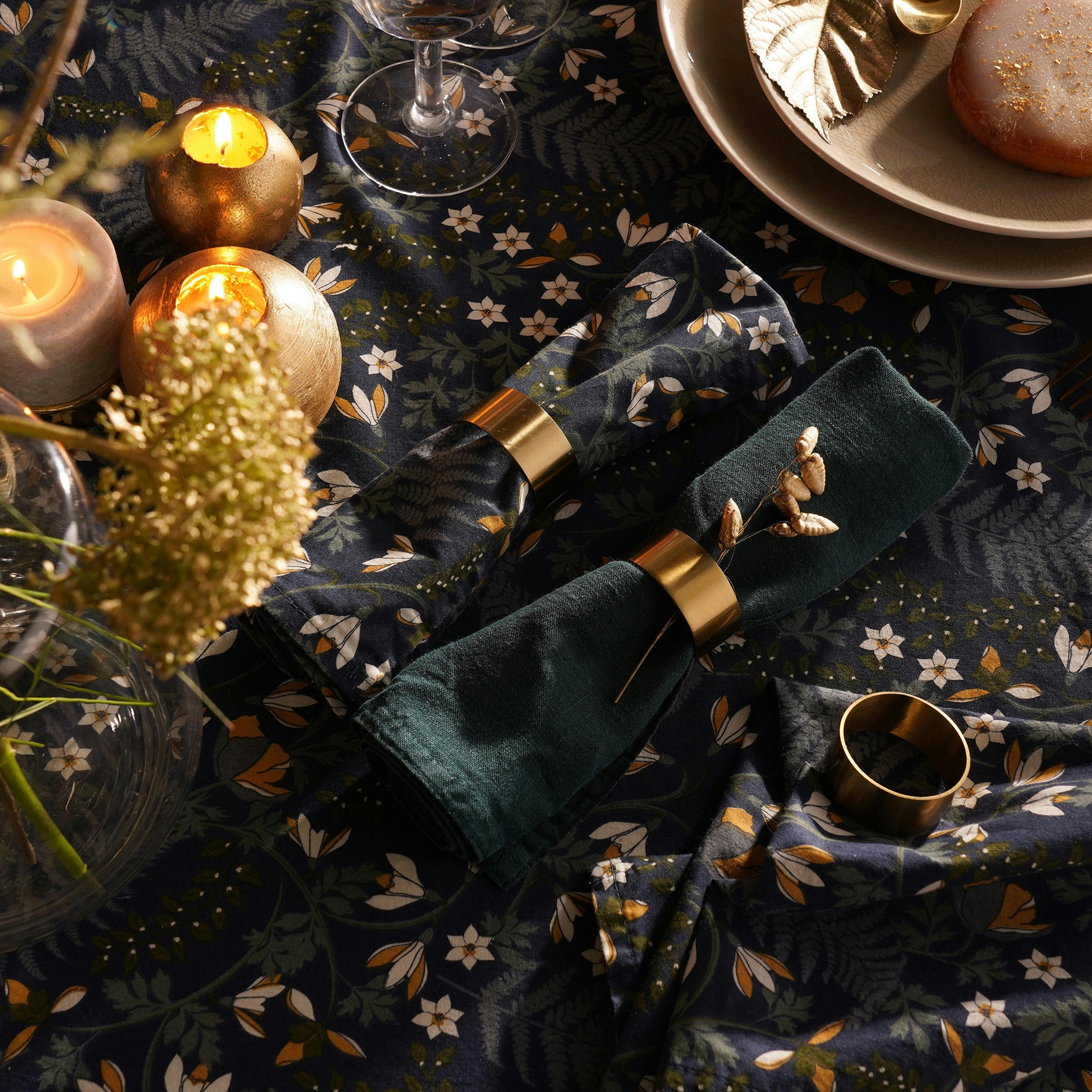 Nappe imprimé floral coton lavé Longina