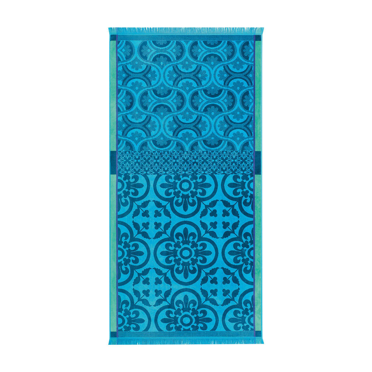 SANTORIN - Drap de plage en coton turquoise 100 x 200