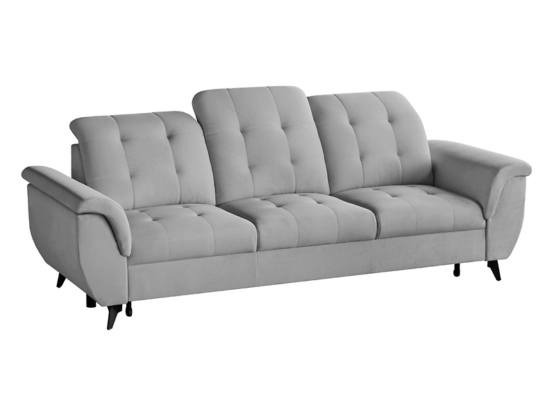 Sofa trzyosobowa Doria rozkładana welurowa szara