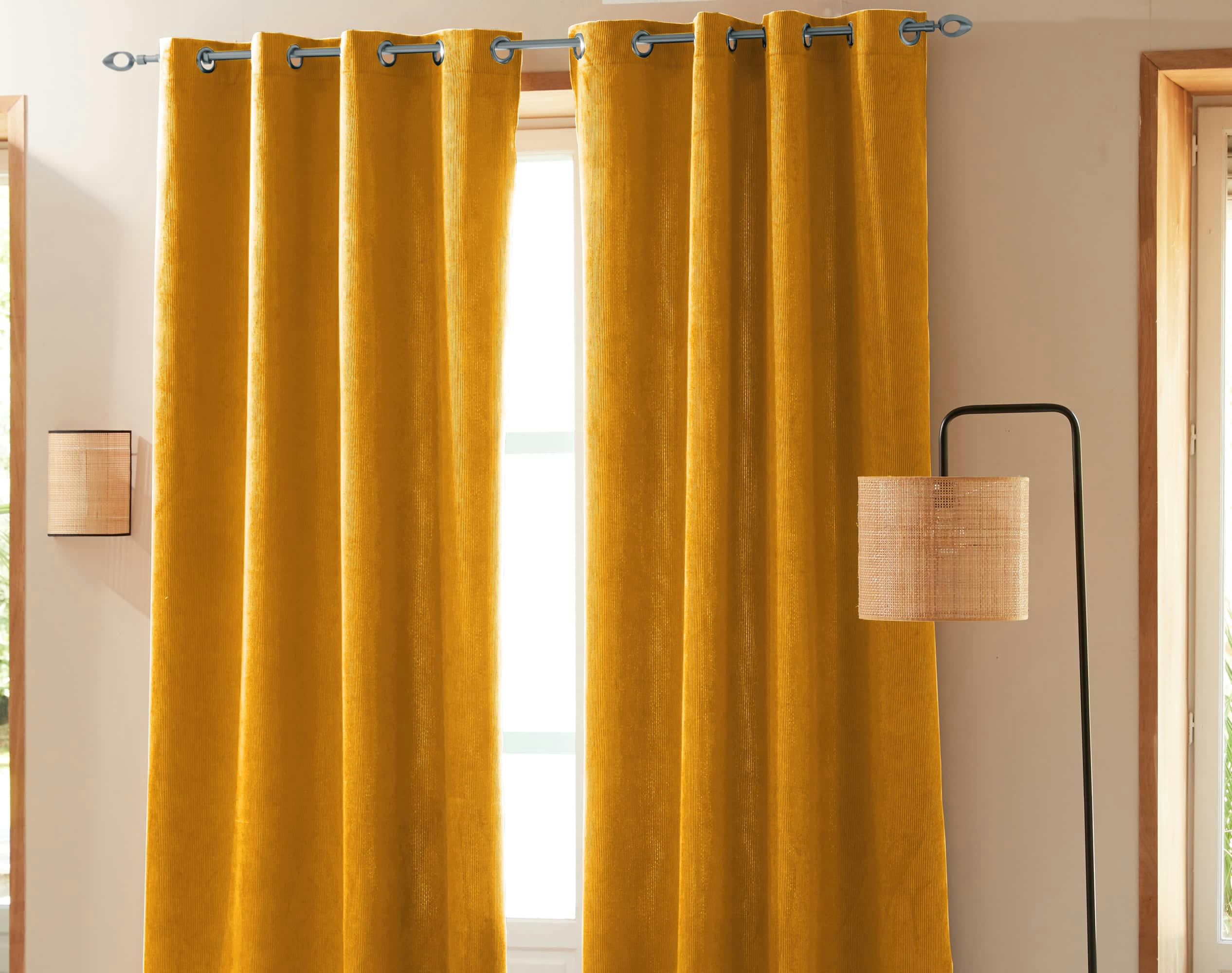 FJORD - Rideau 135x250 en polyester jaune or