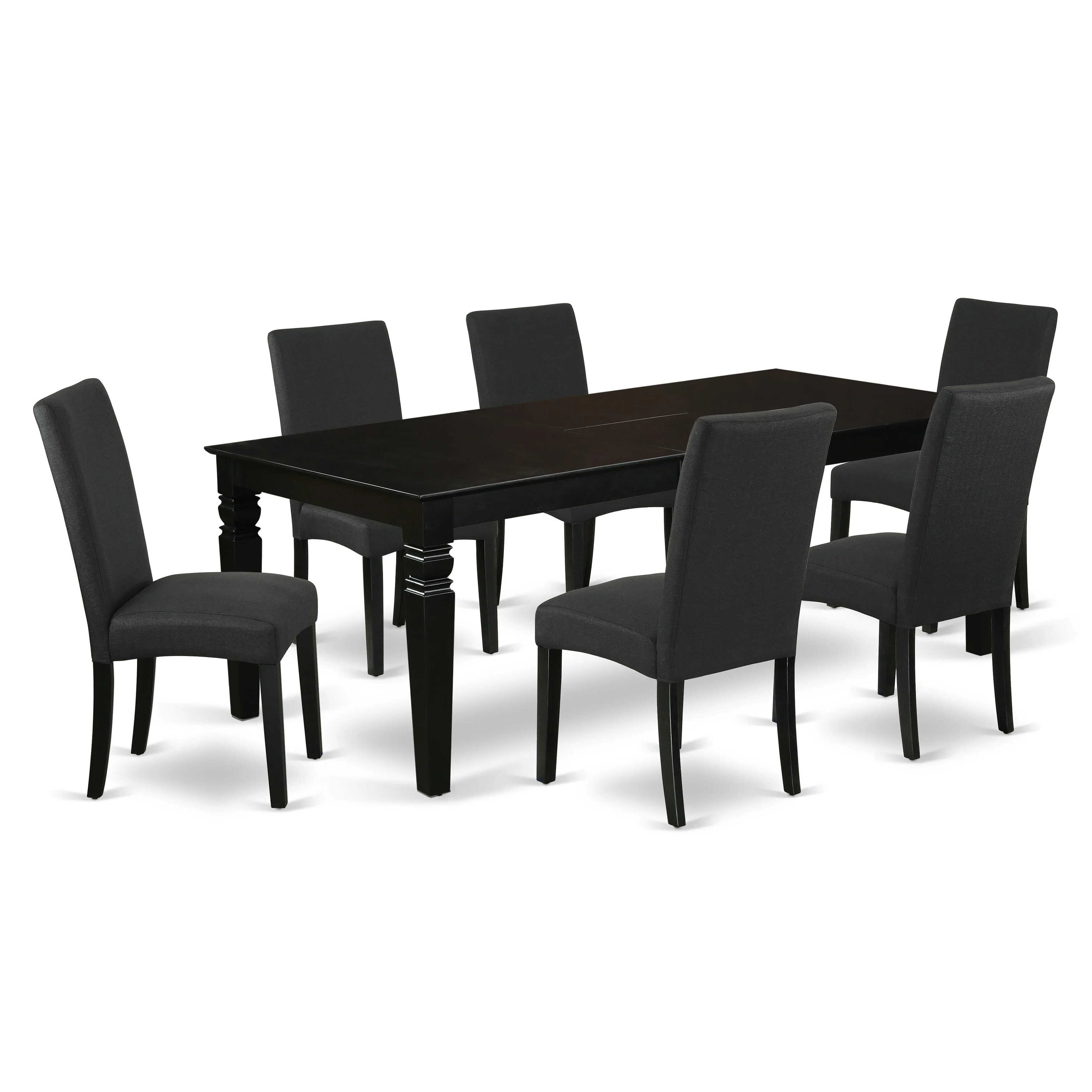 East West Furniture Dining Set- a Dining Table and Black Color Linen Fabric Chairs, Black(Pieces Options)