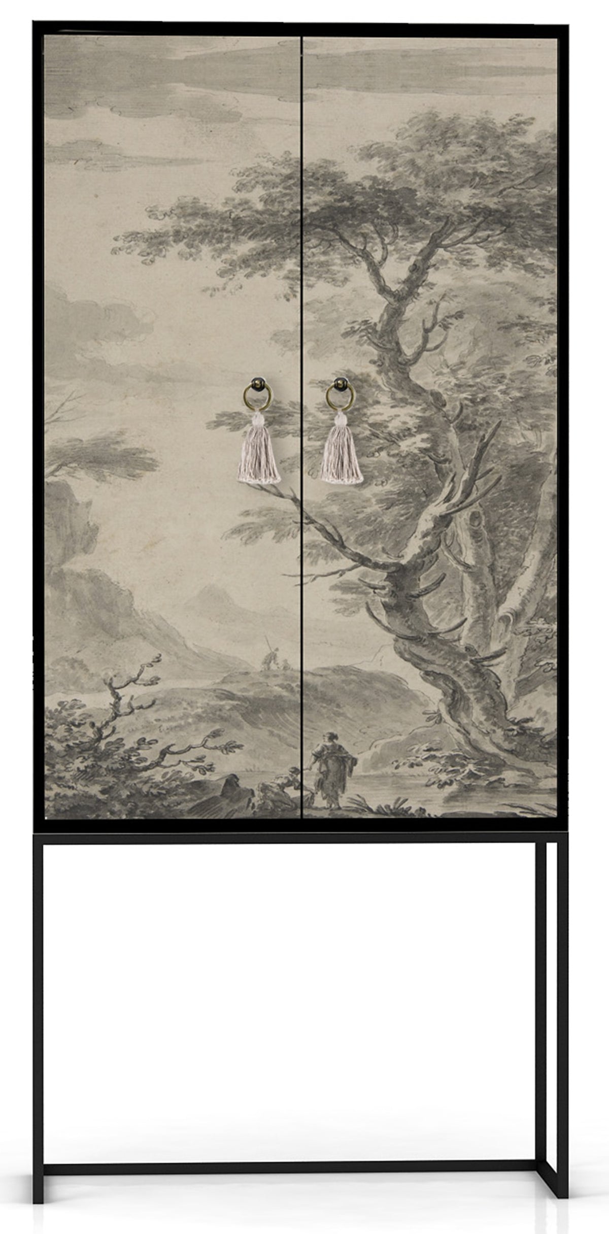 Kast dressoir met 2 deuren van MDF met Wasvrouw patroon