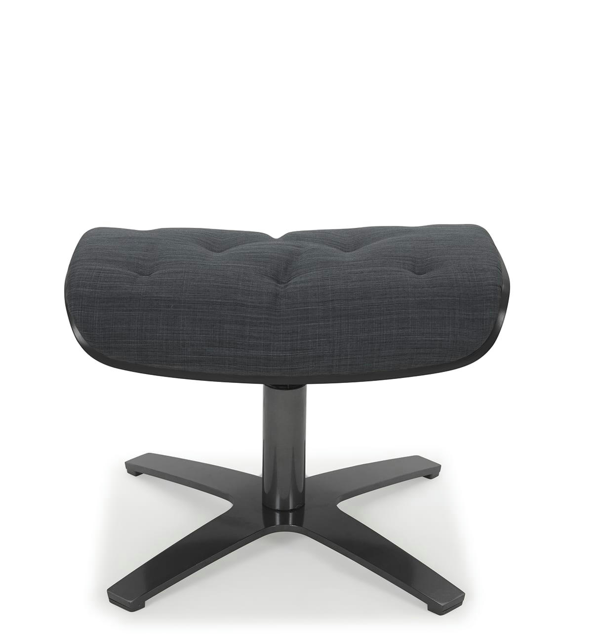 ALUDRA - Pouf Velours et Chêne Noir - Tissu Anthracite