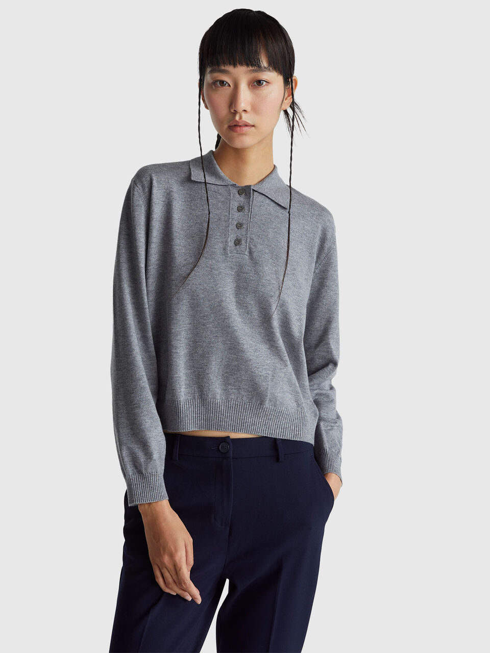 Knit polo in viscose blend