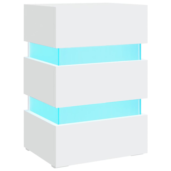 Szafka Nocna Stolik Komoda Biała z LED Do Sypialni 45x35x67 cm