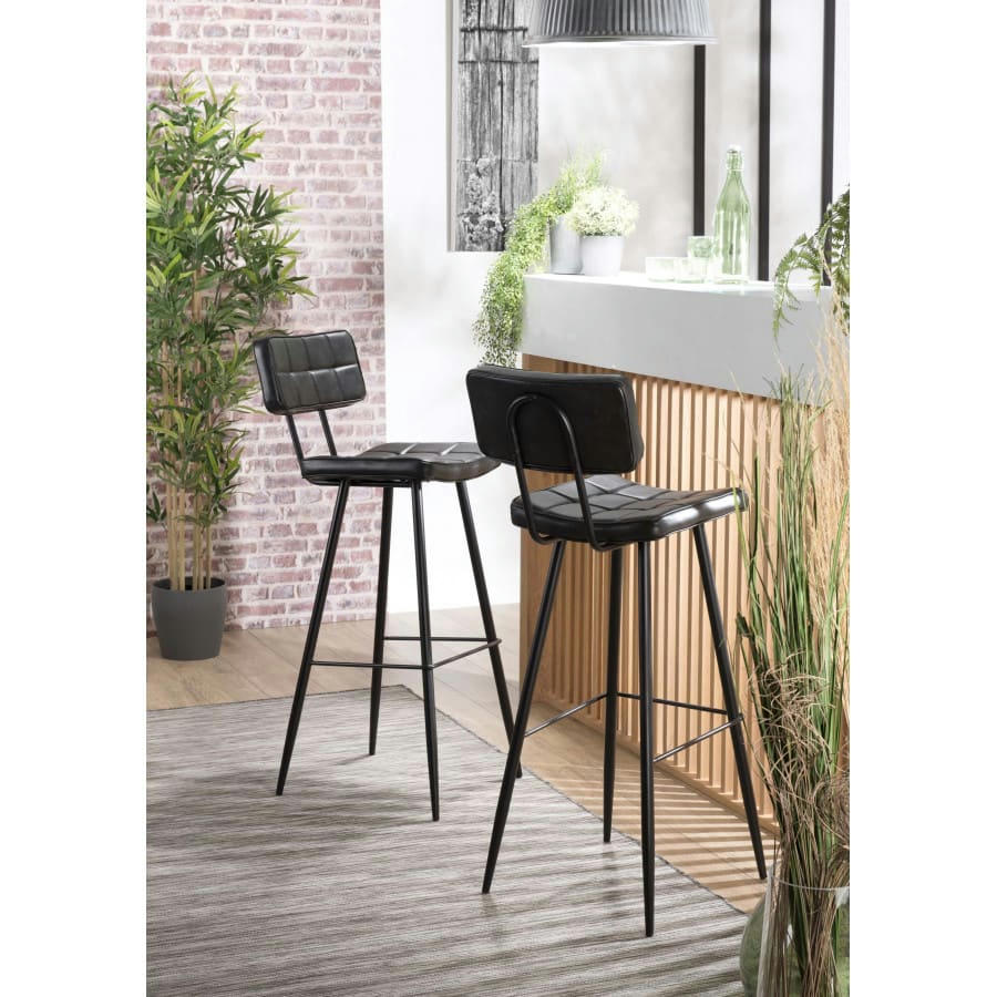 AUGUSTIN - Lot de 2 tabourets de bar hauteur d'assise 80 cm noirs