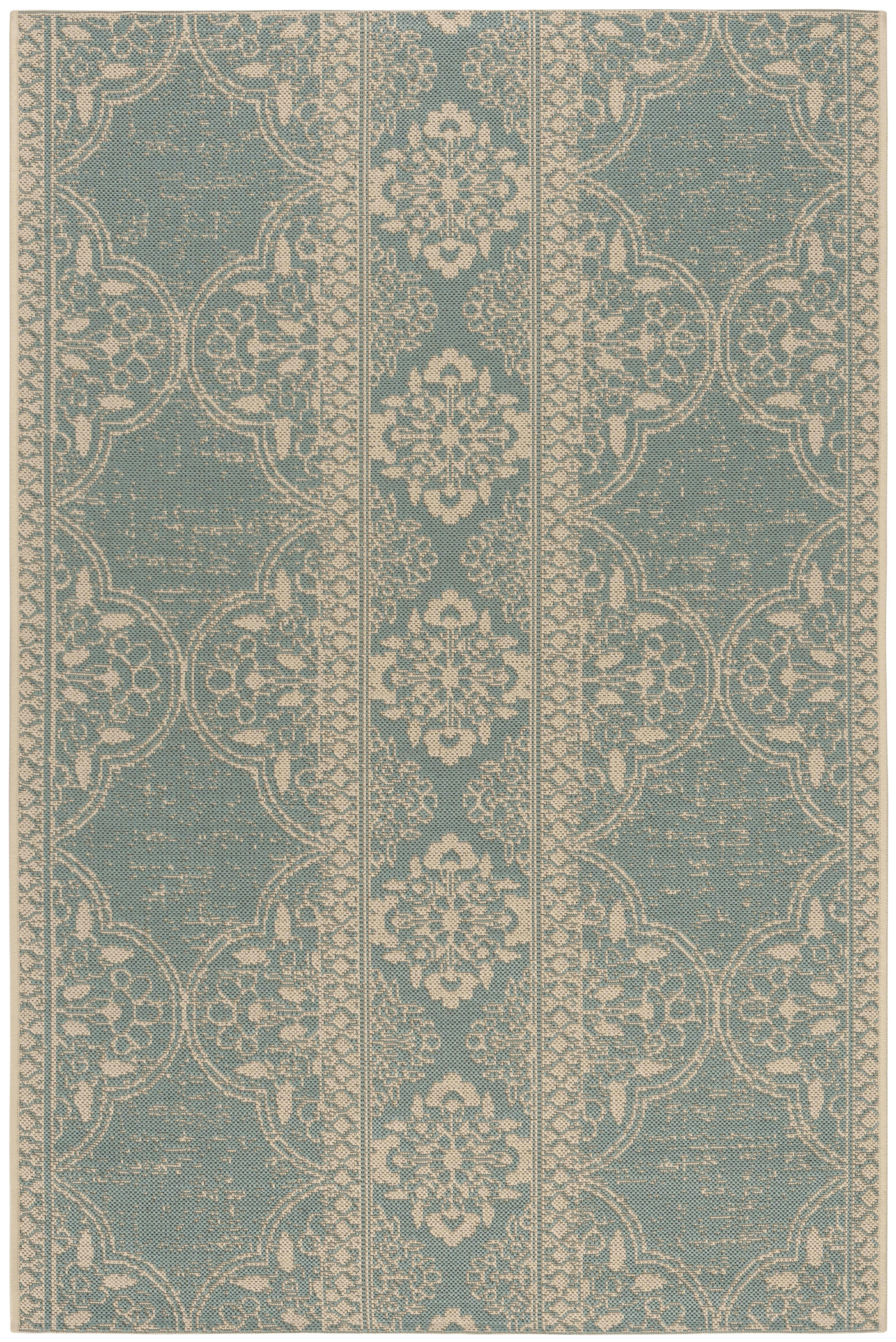 BEACHHOUSE - Tapis interieur & exterieur en crème & turquoise, 155 x 229 cm