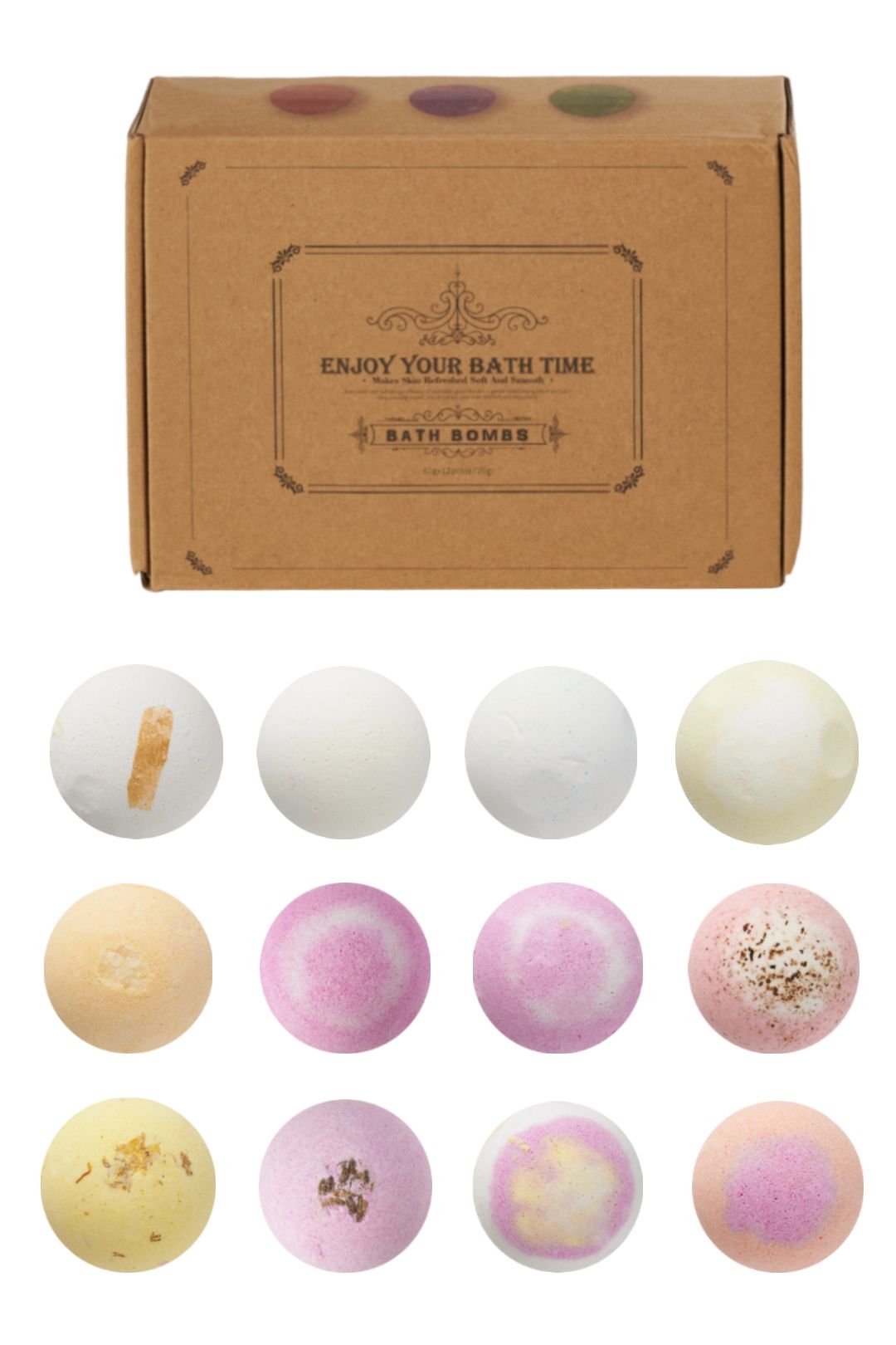Living and Home 12-Piece Mixed Fragrance Bath Bombs with Kraft Paper Storage Box