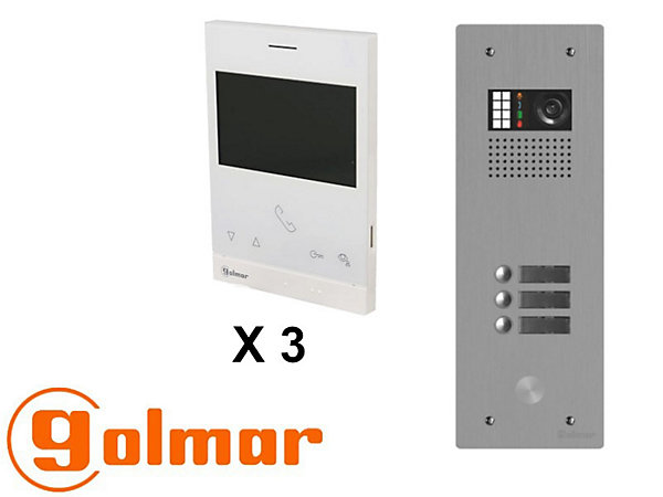 Kit visiophone collectif avec 3 écrans 1 rangée GOLMAR G2
