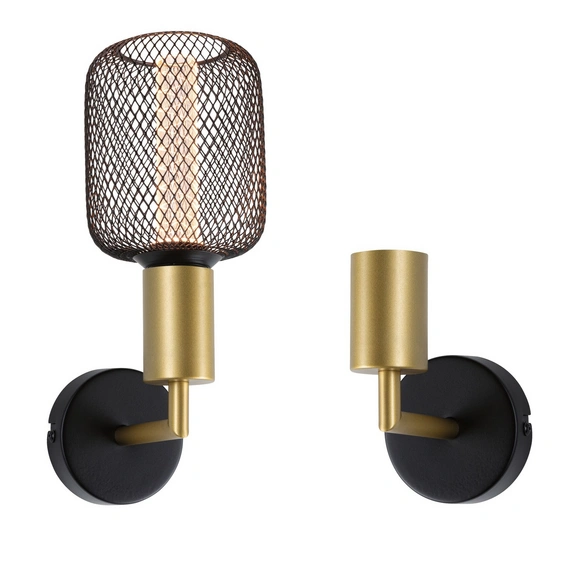 LED-Wandleuchte, WD Ravi IP44 Wandl max 1x60W E27 Schwarz Gold 230V Metall