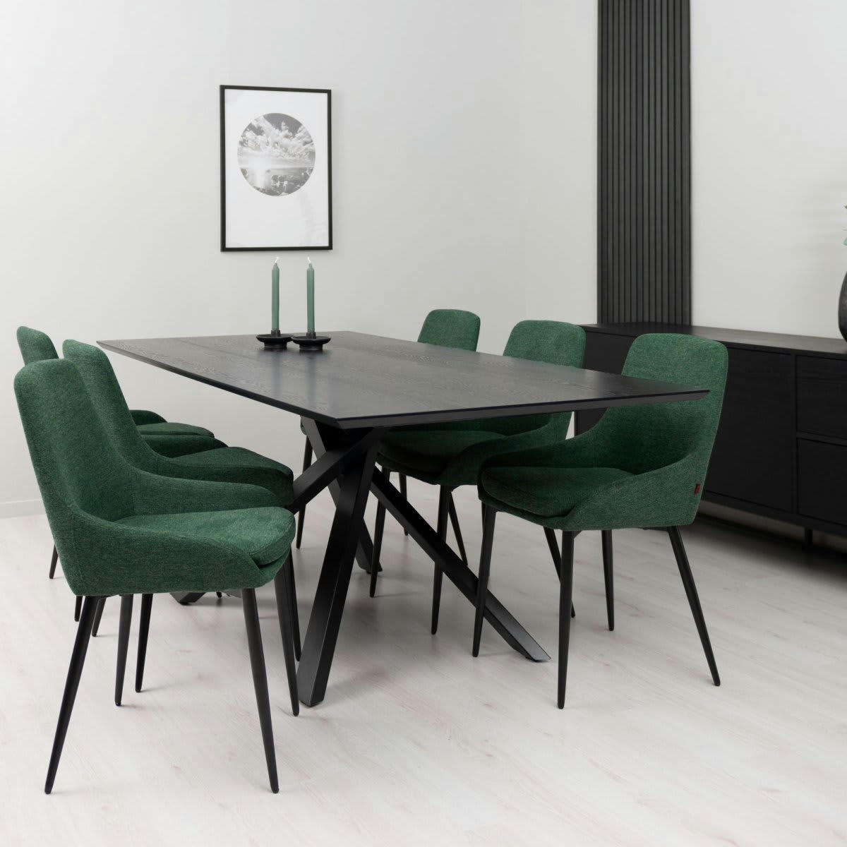 ROSE - Table à manger en bois noir pieds étoile ROSE