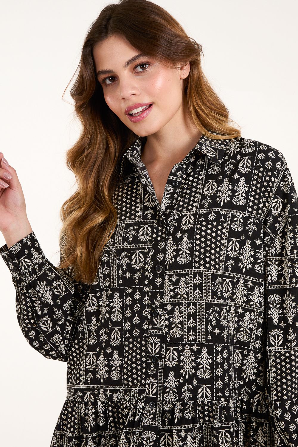 Blue Vanilla Printed Smock Shirt Dress