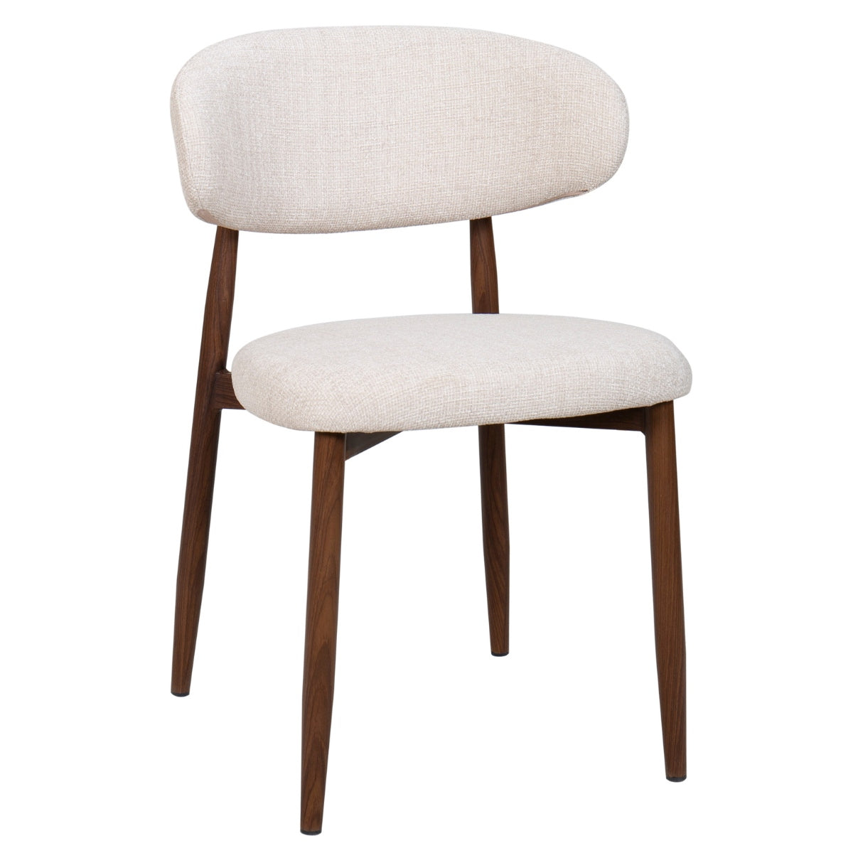 Giga Meubel Eetkamerstoel Alexia - Beige/Walnoot - Set van 2