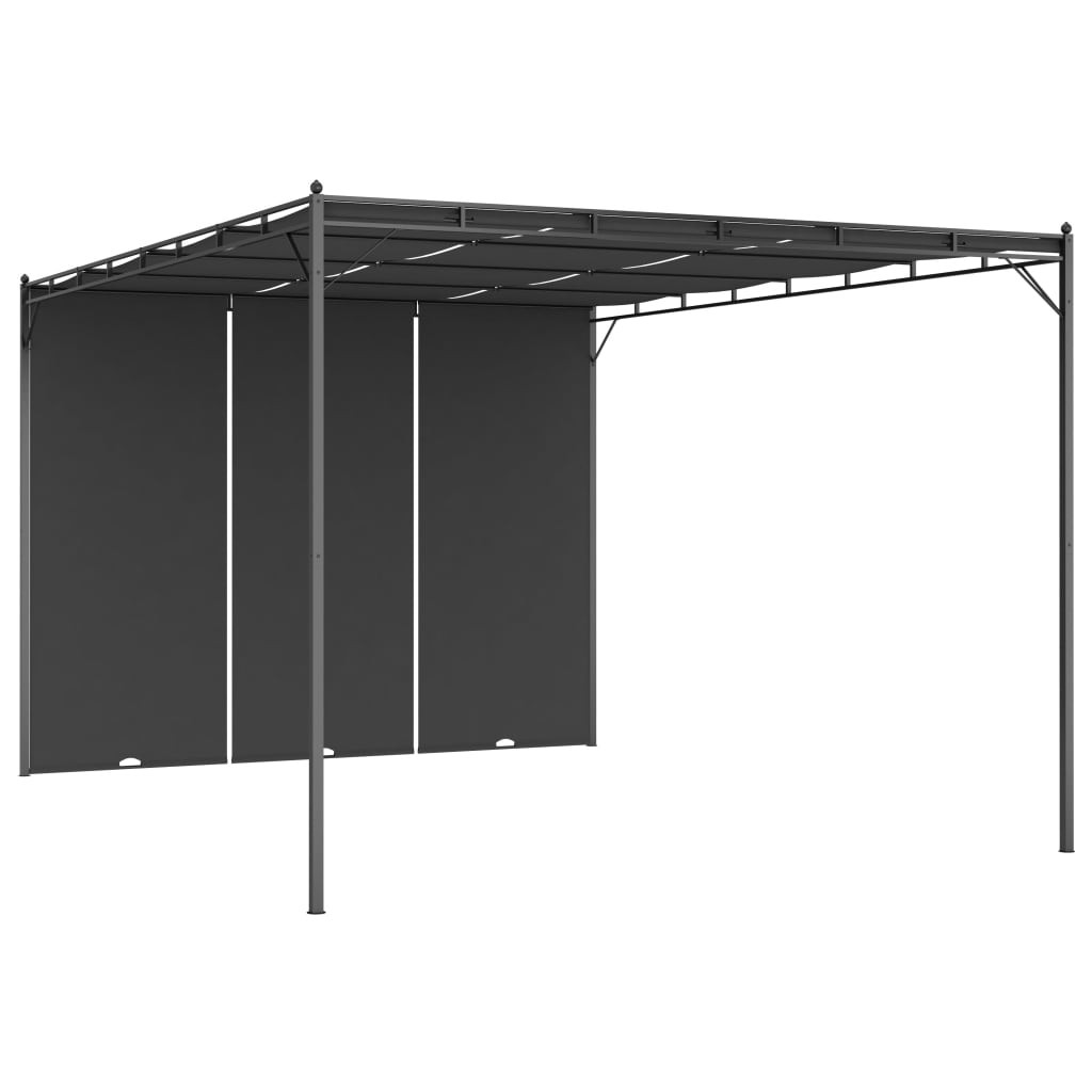 Altana Ogrodowa z Zasłoną Pergola Namiot Ogrodowy Antracyt 4 x 3 x 2,25 m