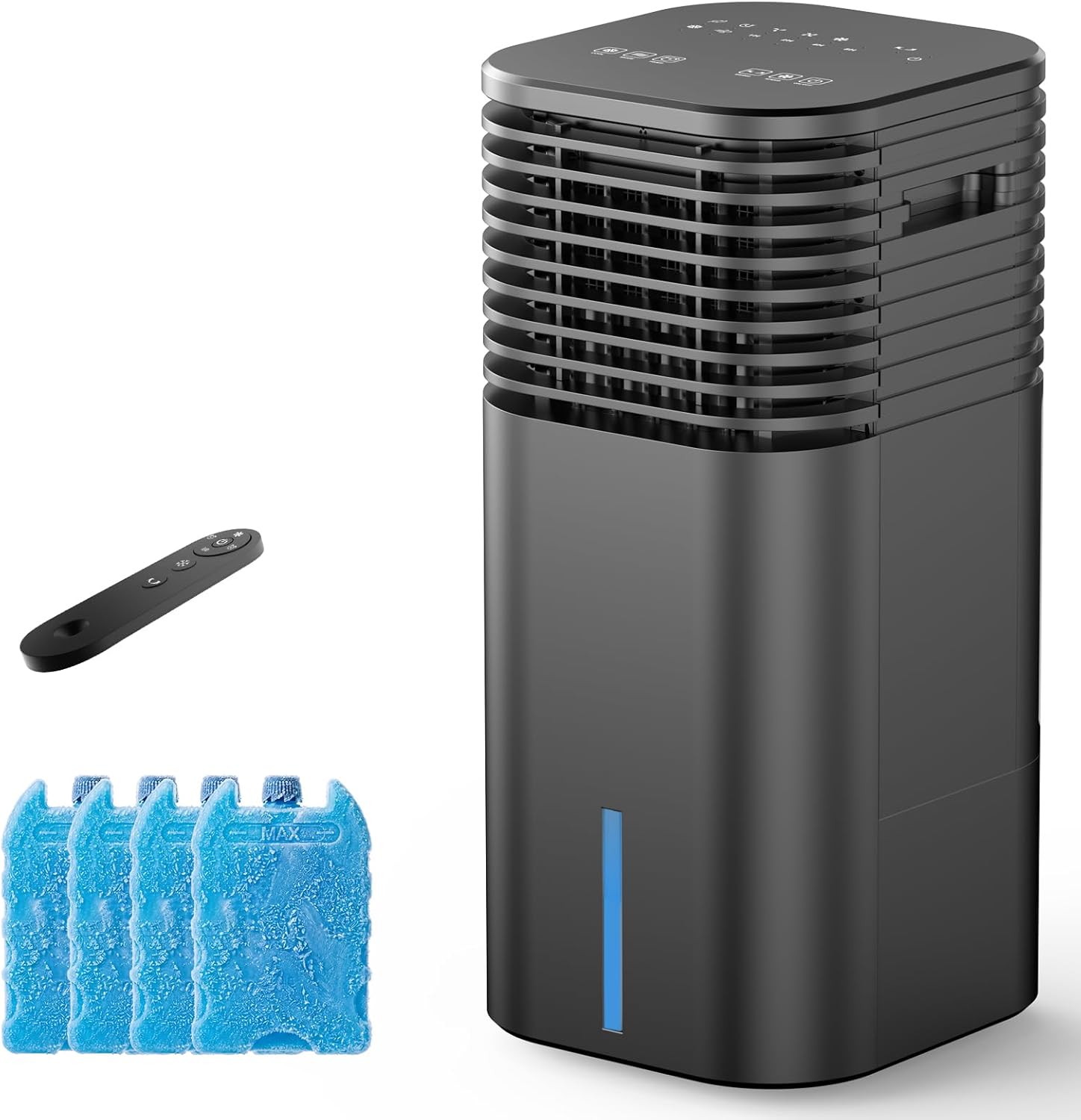 24 Windowless Portable Air Conditioner, 15H Timer & 120°Oscillation, 3-IN-1 Portable AC Unit with Remote, 2-Gal Tank, 3 Modes & 3 Speeds, Ultra-Quiet Ventless Swamp Cooler for Home Office, Black