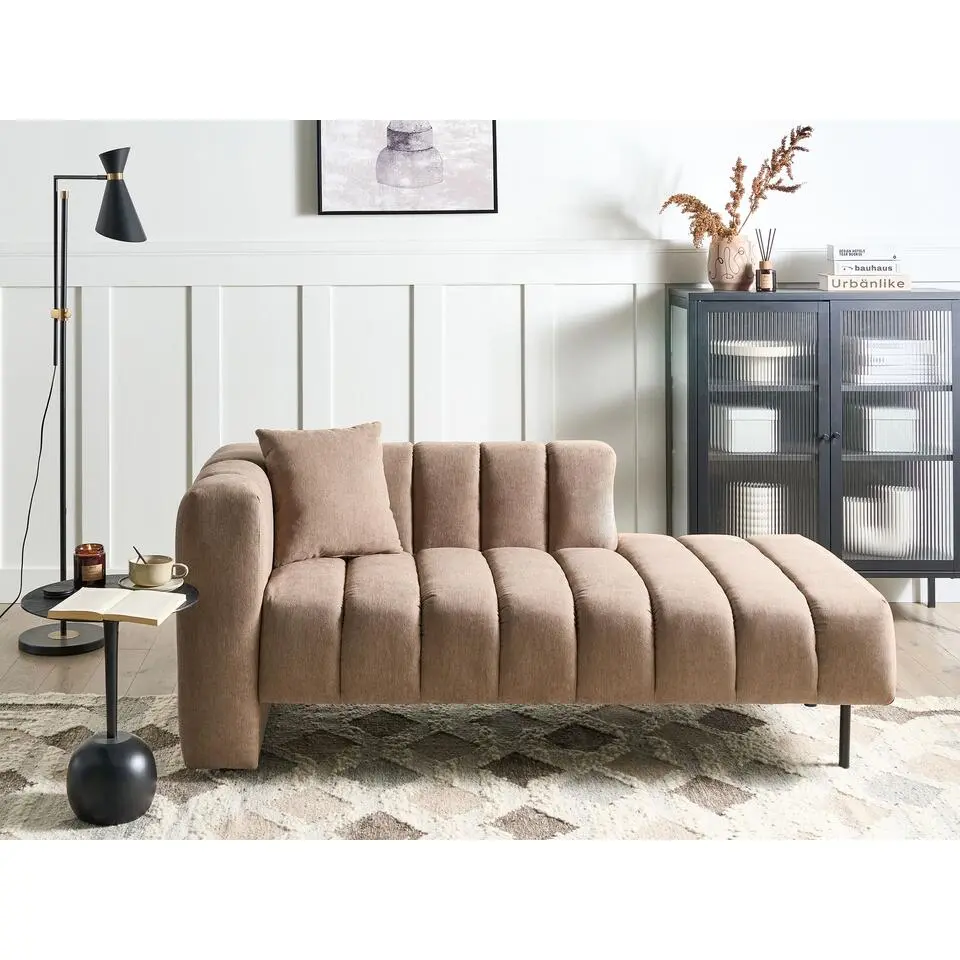 LANNILS - Chaise longue - Lichtbruin - Linkszijdig - Polyester